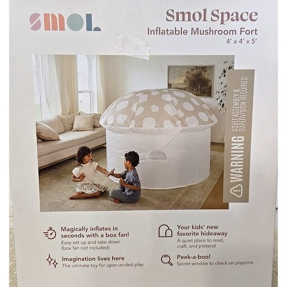 NWB SMOL Air Fort Inflatable Mushroom Camping Fort Indoor Use Creativity Play - Picture 1 of 8